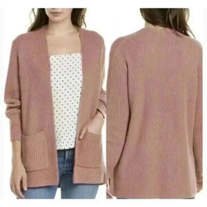 Madewell Knit Duster Cardigan Sweater Womens XS Chunky Mauve Pink Ribbed Nolan